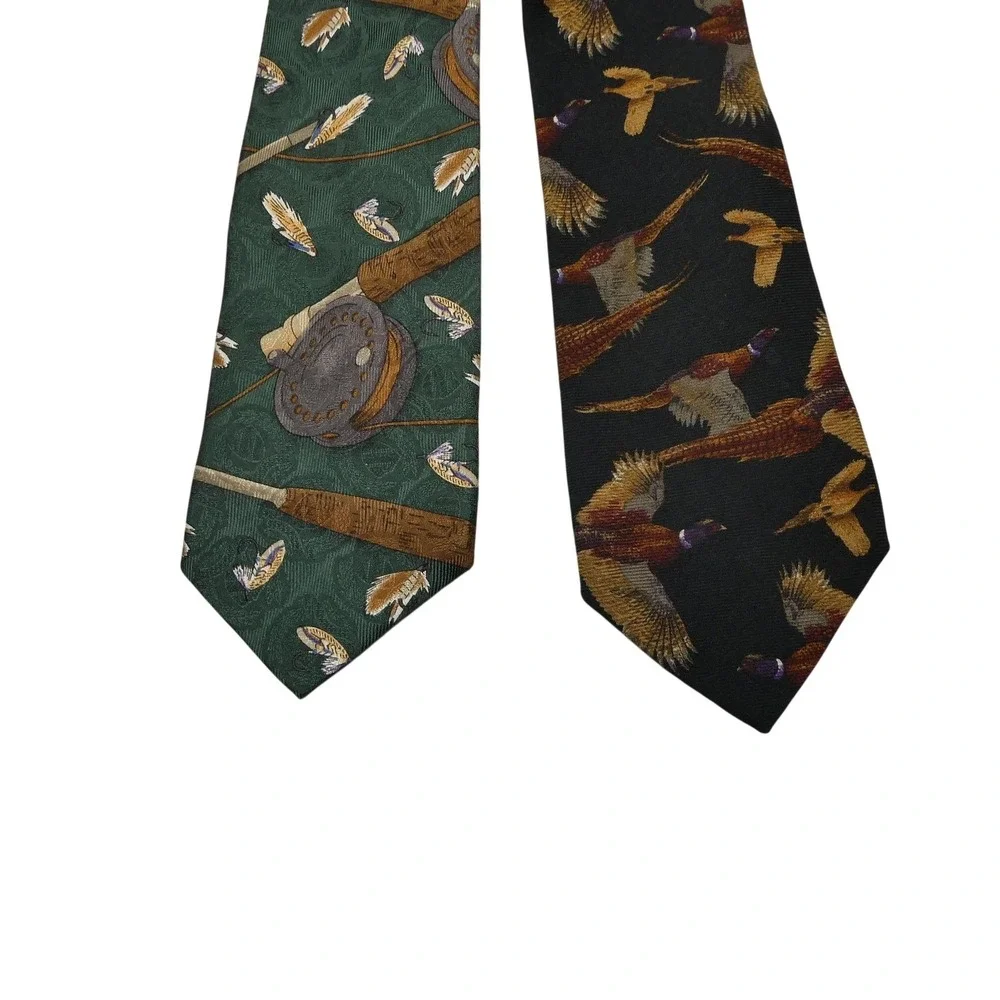 Robert Talbott Ties Mens One Size Multicolor Hunting Fishing Silk Italy Lot 2